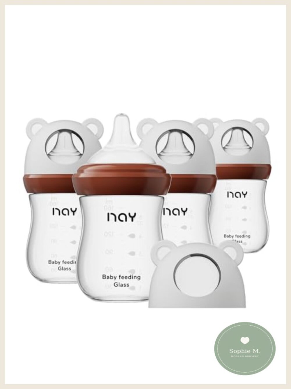 Glass Baby Bottle 4-Pack 5.4oz Anti-Colic Breastfeeding Bottles BPA Free